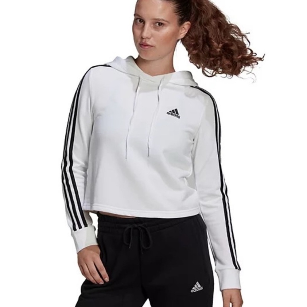 Adidas | White | Small | Cropped Hoodie